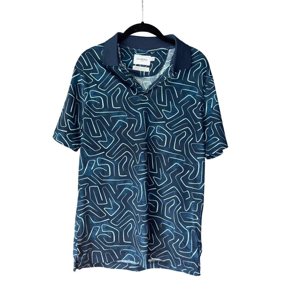 Goodfellow & Co Polo‎ Shirt Abstract Print Short Sleeve Casual Mens Size M